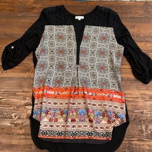 Anthro Weston Mixed Media tunic top
